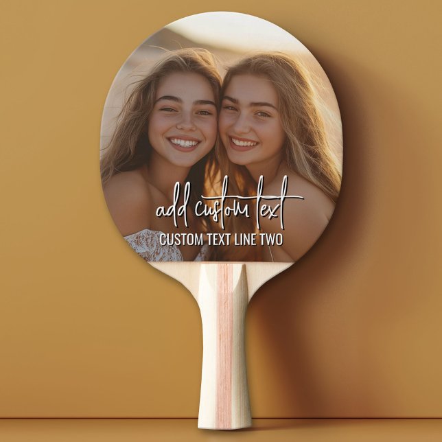 Vollständiges Foto mit 2 Zeilen Text - Skript und  Tischtennis Schläger (Custom Pink Pong Paddle)