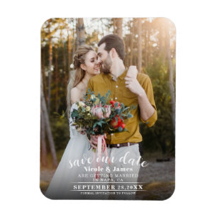 Vollständiges Foto Moderne Minimale Hochzeit rette Magnet