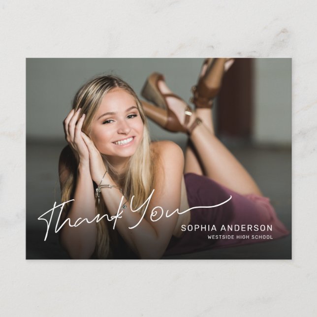Vollständiges Foto Modernes Script Graduate Vielen Postkarte (Vorderseite)