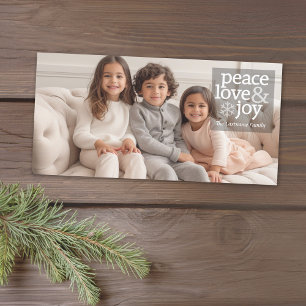 Vollständiges Foto - Peace Liebe and Joy - Typüber Feiertagskarte