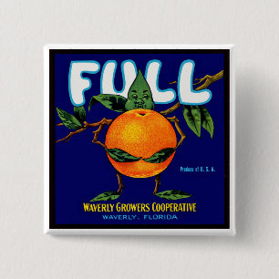 Vollständiges Orangefarbenes Kratetikett Button