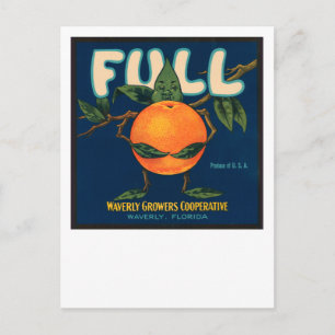 Vollständiges Orangefarbenes Kratetikett Postkarte