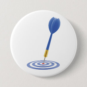 Volltreffer Blaue Dartpfeil auf Zielscheibe Button
