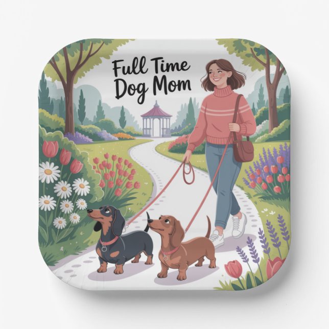 Vollzeit-Dachshund-Hundemama Pappteller (Vorderseite)