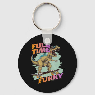 Vollzeit Funky Lustiger Dinosaurier Skateboarding  Schlüsselanhänger