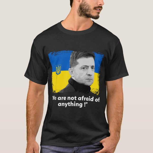 Volodymyr Zelensky I Stand bei der Ukraine Peace L T-Shirt (Vorderseite)