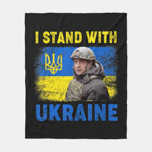 Volodymyr Zelensky I Stand mit der Ukraine Fleecedecke (Vorderseite)