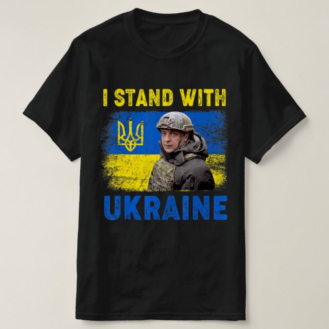 Volodymyr Zelensky I Stand mit der Ukraine T-Shirt (Design vorne)