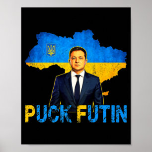 Volodymyr Zelensky Puck Futin Meme I Stand with UK Poster