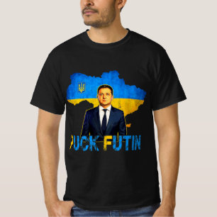 Volodymyr Zelensky Puck Futin Meme I Stand with UK T-Shirt