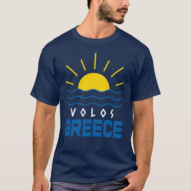 Volos Greece Sunshine, Sea Waves Men's Navy Blue T-Shirt (Vorderseite)