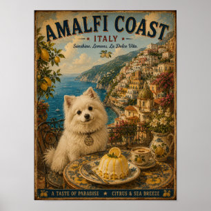 Volpino Italiano an der Amalfi-Küste Vintage Reise Poster