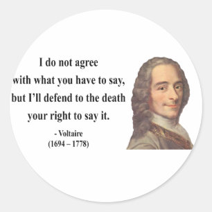 Voltaire Quote 1b Runder Aufkleber