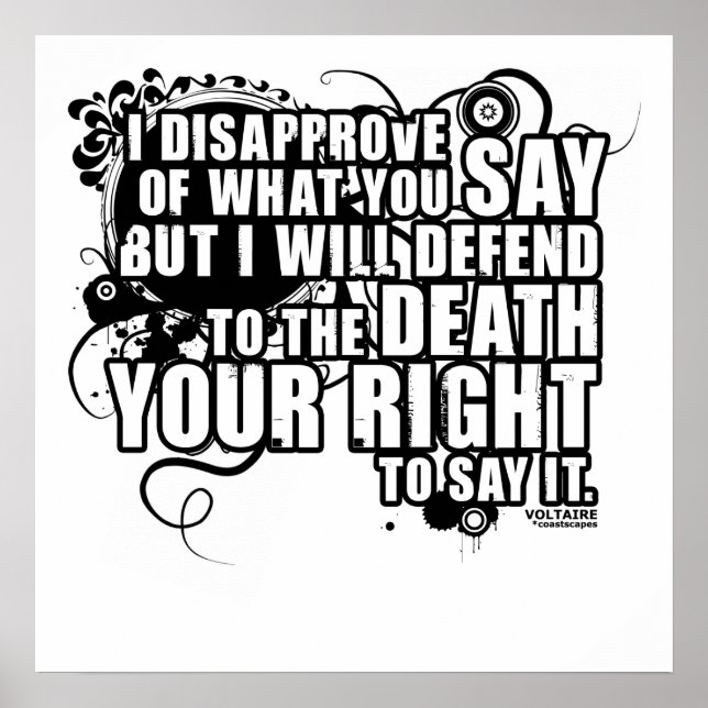 Voltaire Quote (B&W) Poster (Vorne)