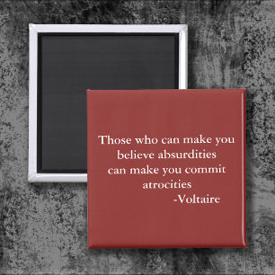 Voltaire Warning Zitat Magnet