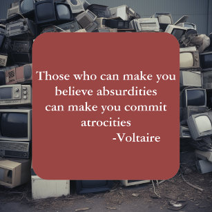 Voltaire Warning Zitat Quadratischer Aufkleber