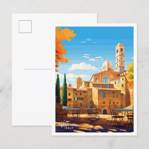 Volterra Italien Kunst Reise Vintage-Illustration Postkarte