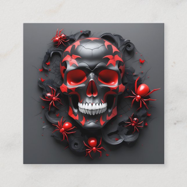 Volumetrische Art Naturkunde Schädel und Spinnen Quadratische Visitenkarte (Vorderseite)