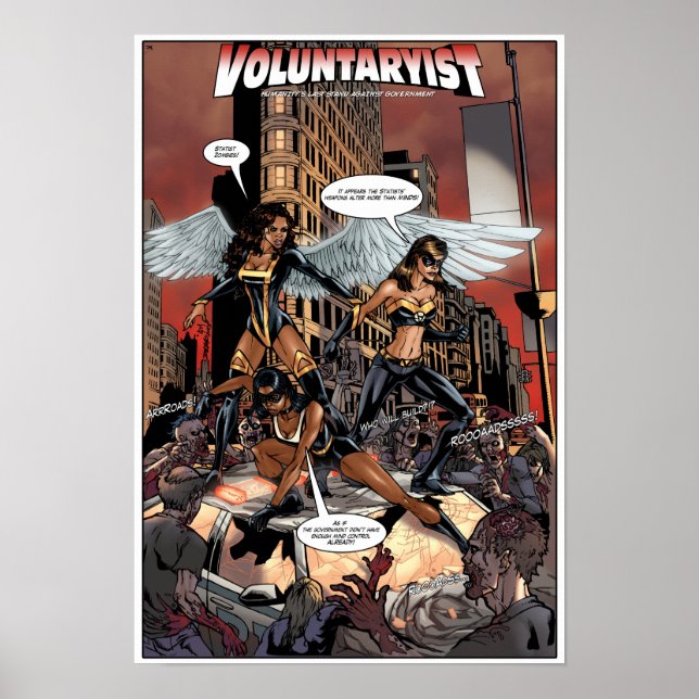Voluntaryist versus Statist Zombies Poster - Warm (Vorne)
