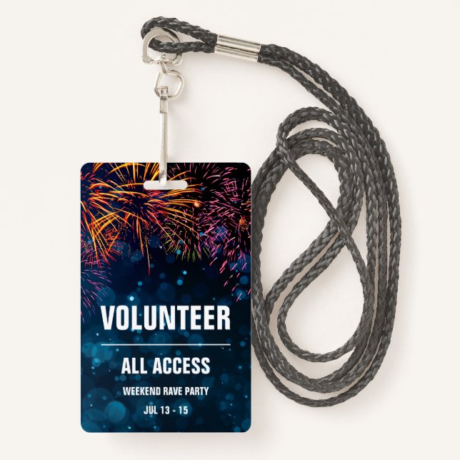 Volunteer All Access Event Pass | Fireworks Finale Ausweis (Vorderseite mit Schlüsselband)