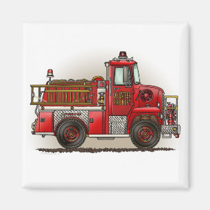 Volunteer Fire Truck Square Magnet