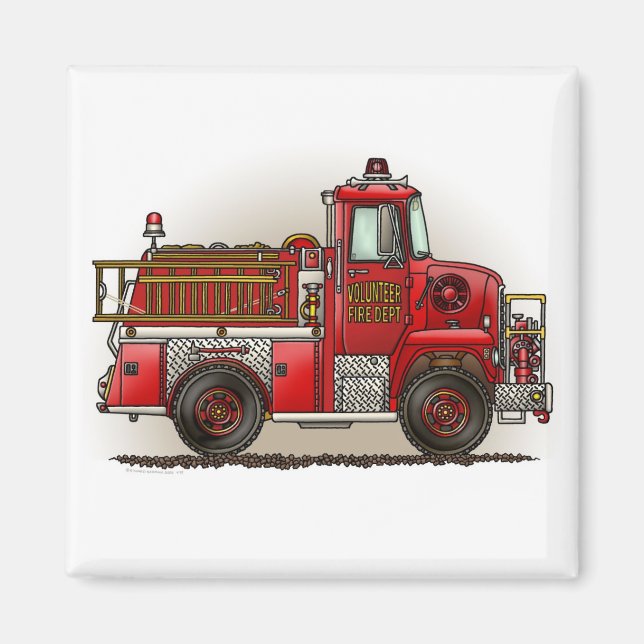 Volunteer Fire Truck Square Magnet (Vorne)