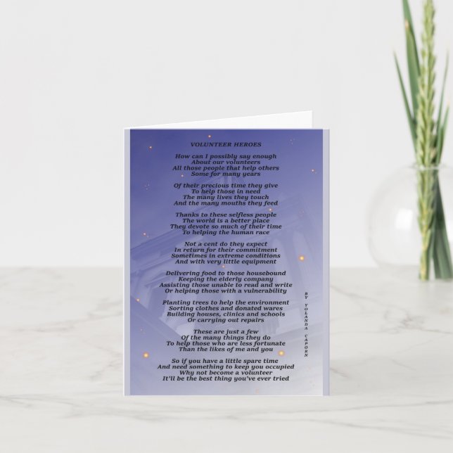 Volunteer Heroes Blank Grußkarte (Vorderseite)