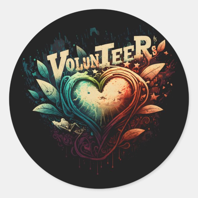 Volunteer Herz Runder Aufkleber (Vorderseite)