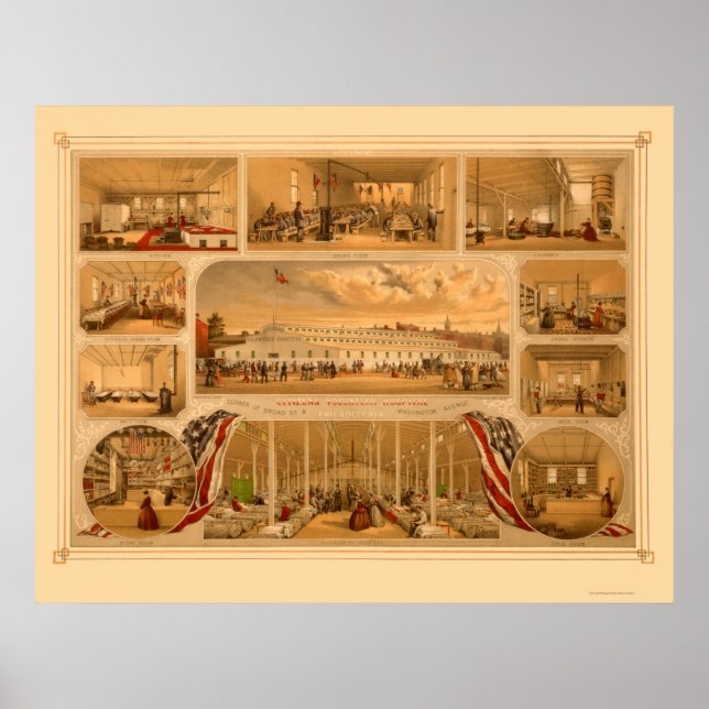 Volunteer Hospital von P.S. Duval 1862 Poster (Vorne)