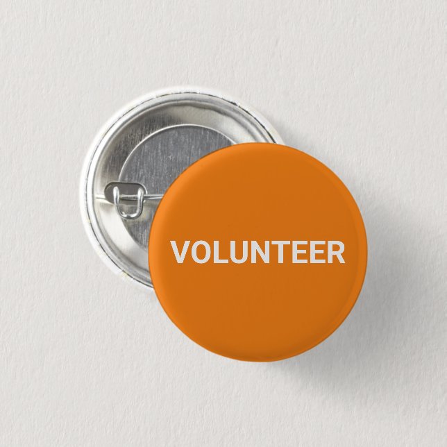 Volunteer orangefarbener Button (Vorne & Hinten)