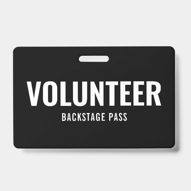 Volunteer Pass Schlicht Black Horizontal ID Abzeic Ausweis (Vorderseite)