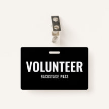 Volunteer Pass Schlicht Black Horizontal ID Abzeic