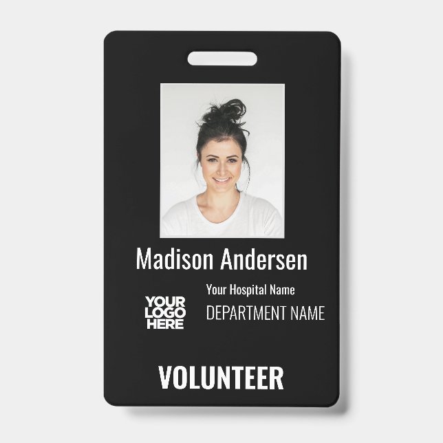 Volunteer Photo ID Badges with Clip or Lanyard Ausweis (Vorderseite)