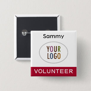 Volunteer Pinback Abzeichen mit dunklem Logo Button