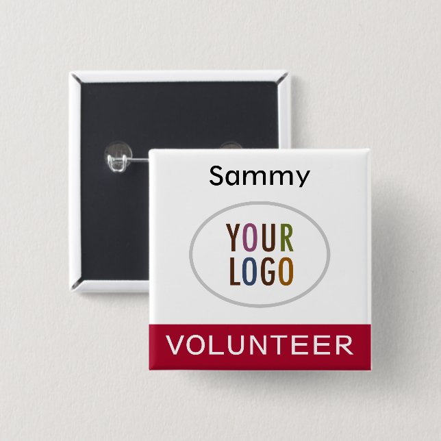 Volunteer Pinback Abzeichen mit dunklem Logo Button (Vorne & Hinten)