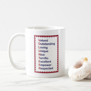 Volunteer Red Hearts Typografy Coffee Tasse