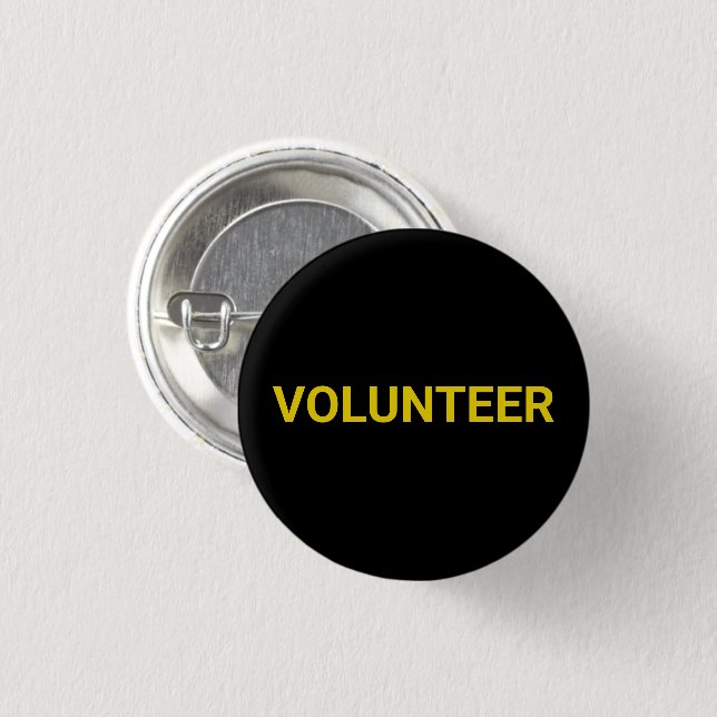 Volunteer Schwarz-Gelb-Button-Taste Button (Vorne & Hinten)