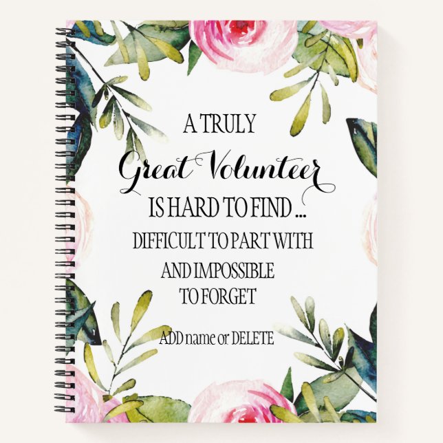 Volunteer Vielen Dank für Ihren benutzerdefinierte Notizbuch (Vorderseite)