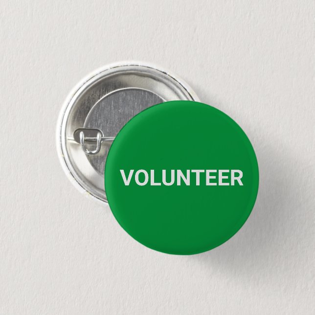 Volunteer, weißer, schlichter Button (Vorne & Hinten)
