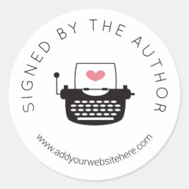 Vom Autor unterschriebene niedliche Schreibmaschin Runder Aufkleber
