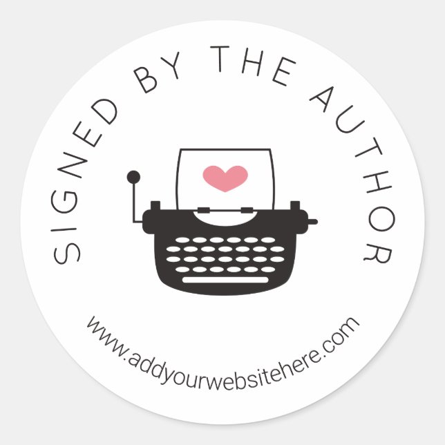 Vom Autor unterschriebene niedliche Schreibmaschin Runder Aufkleber (Vorderseite)