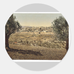 Vom Berg der Oliven, allgemeine Sicht, Jerusalem, Runder Aufkleber