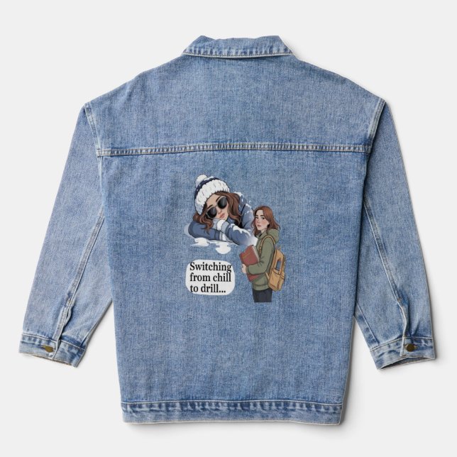 Vom Chillen zum Büffeln Jeansjacke (Rückseite)