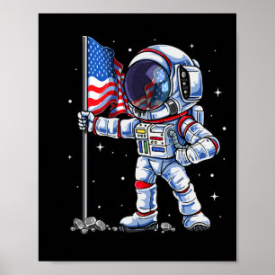 vom Juli Astronaut US-amerikanische Flagge Funny P Poster
