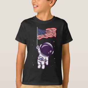 vom Juli Astronaut US-amerikanische Flagge Funny P T-Shirt
