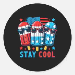 vom Juli Patriotic American Flag Ice Pop Popsicle Runder Aufkleber