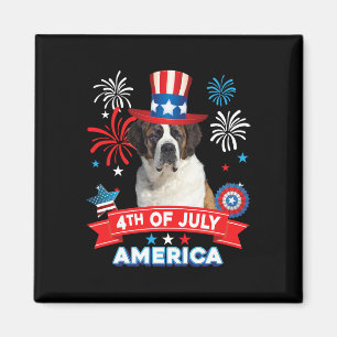 Vom Juli Patriotic Day St. Bernard Hund Unabhängig Magnet