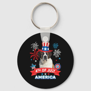 Vom Juli Patriotic Day St. Bernard Hund Unabhängig Schlüsselanhänger