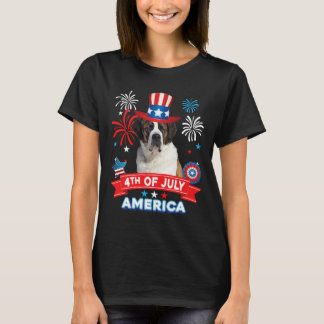 Vom Juli Patriotic Day St. Bernard Hund Unabhängig T-Shirt