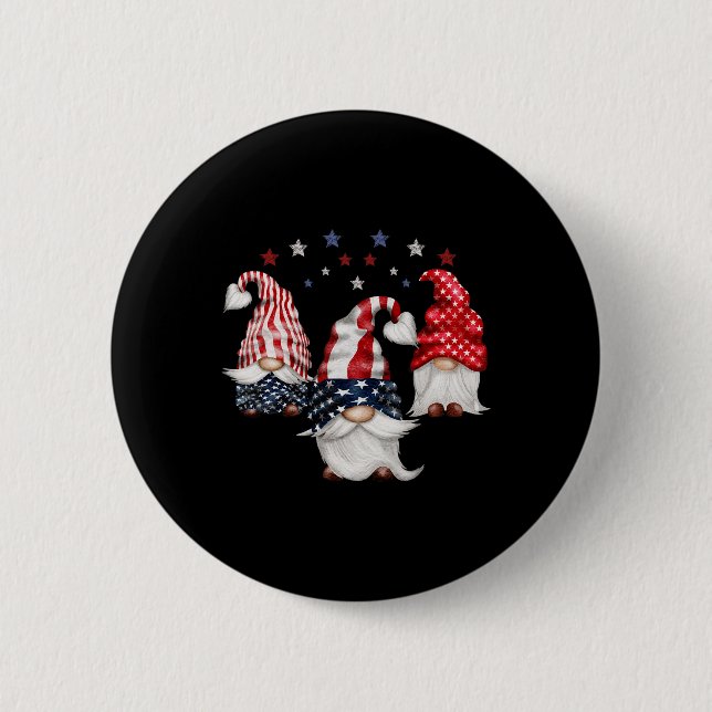vom Juli Patriotic Gnomes Funny Niedlich American  Button (Vorderseite)